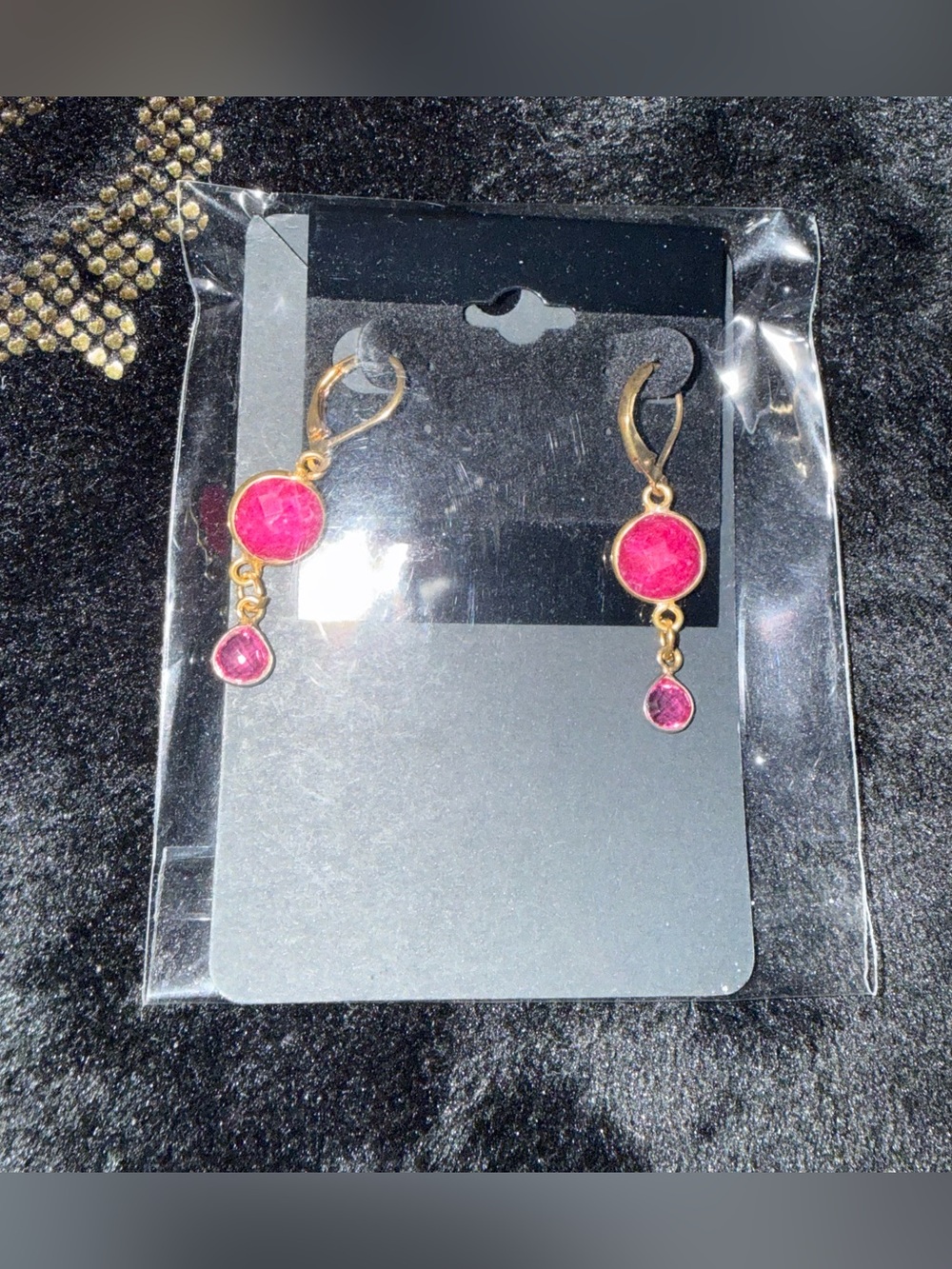 🔥5/$25🔥 New Gold Drop Earrings with Pink Gemstones